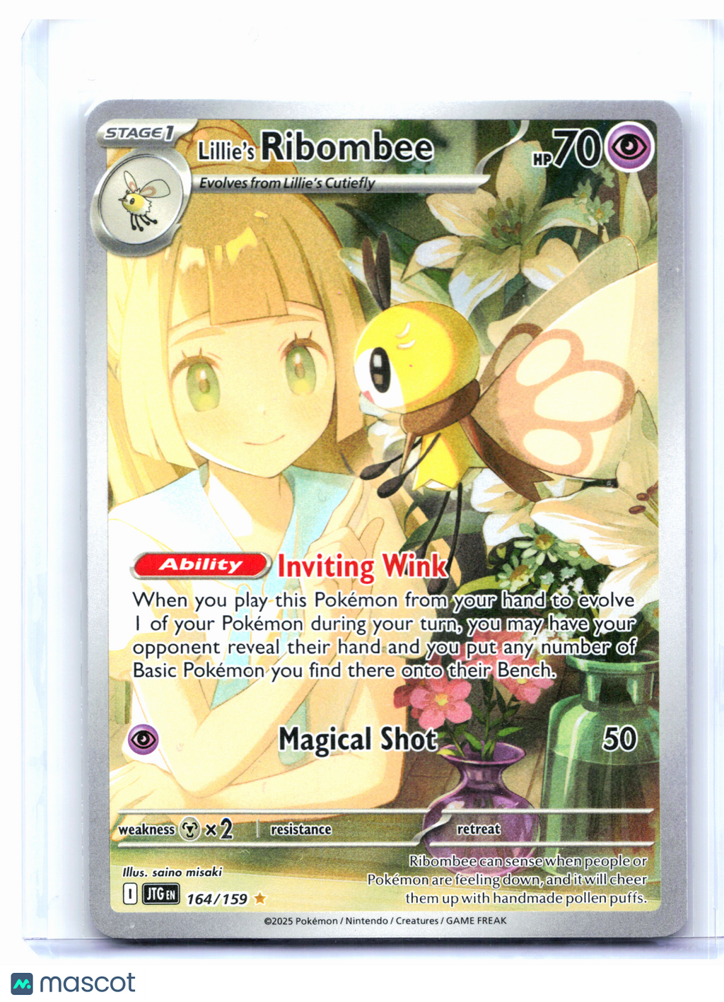 2025 Pokemon—Lillie's Ribombee #164/159 Journey Together—Illustration Rare Holo