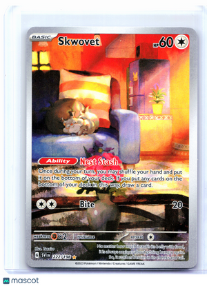 2023 Pokemon—Skwovet #222/198 Scarlet & Violet Base Set—Illustration Rare Holo