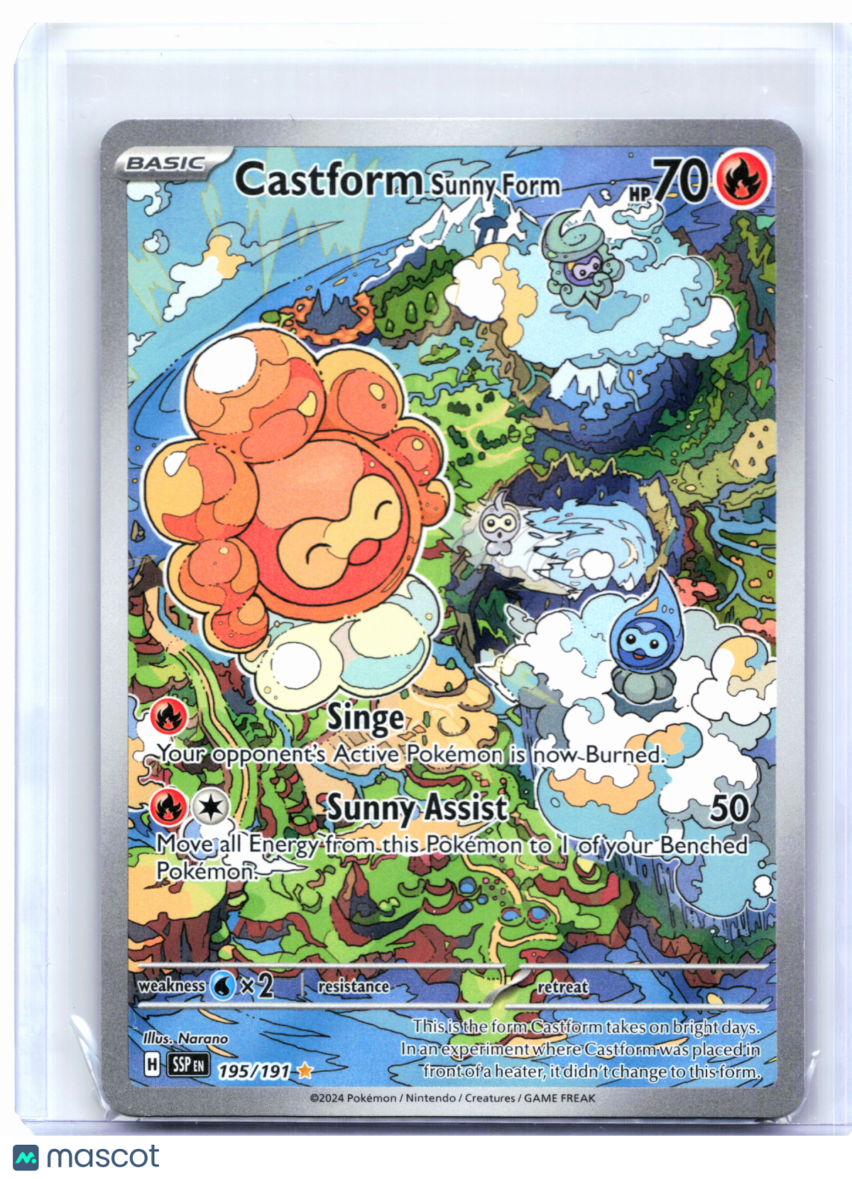 2024 Pokemon—Castform Sunny Form #195/191 Surging Sparks—Illustration Rare Holo
