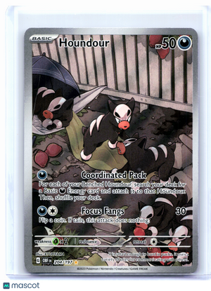 2023 Pokemon—Houndour #204/197 Obsidian Flames—Illustration Rare Holo