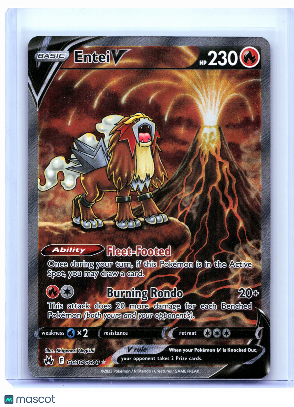 2023 Pokemon—Entei V #GG36/GG70 Crown Zenith: Galarian Gallery—Ultra Rare Holo
