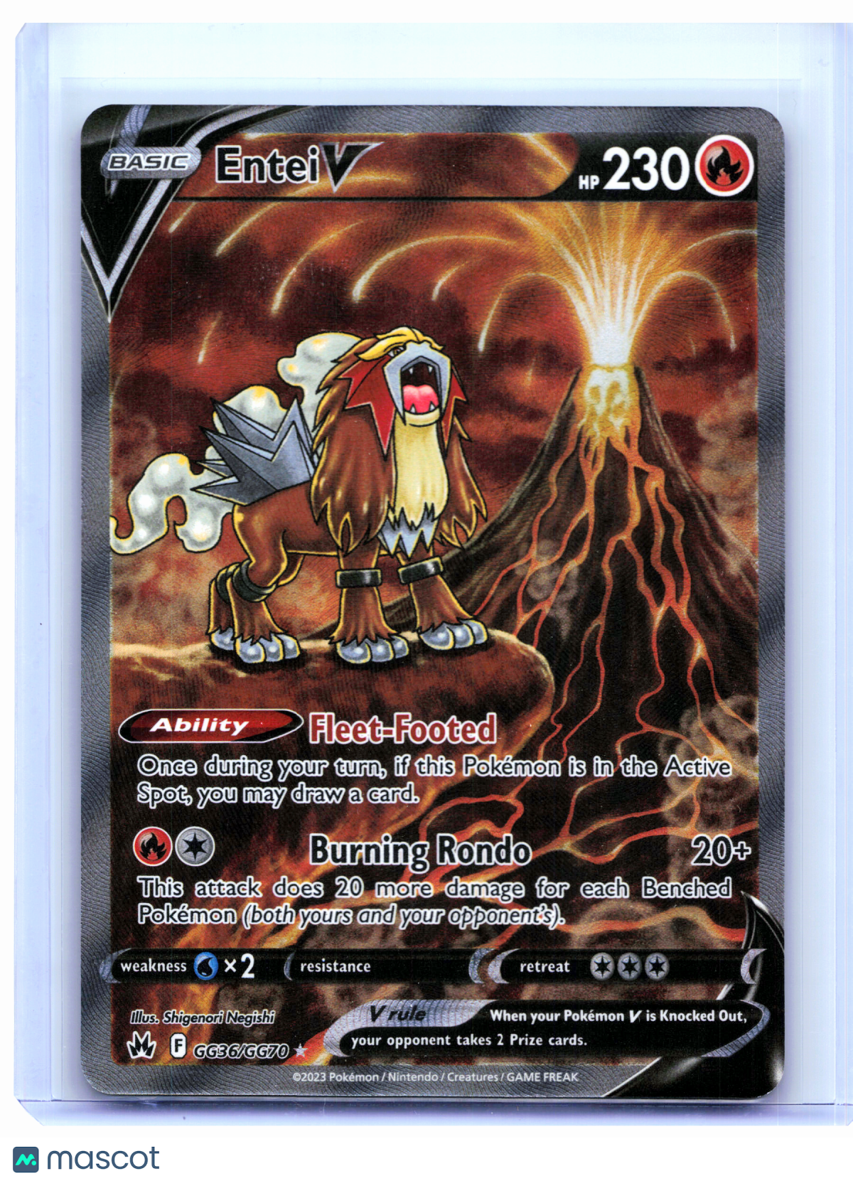 2023 Pokemon—Entei V #GG36/GG70 Crown Zenith: Galarian Gallery—Ultra Rare Holo