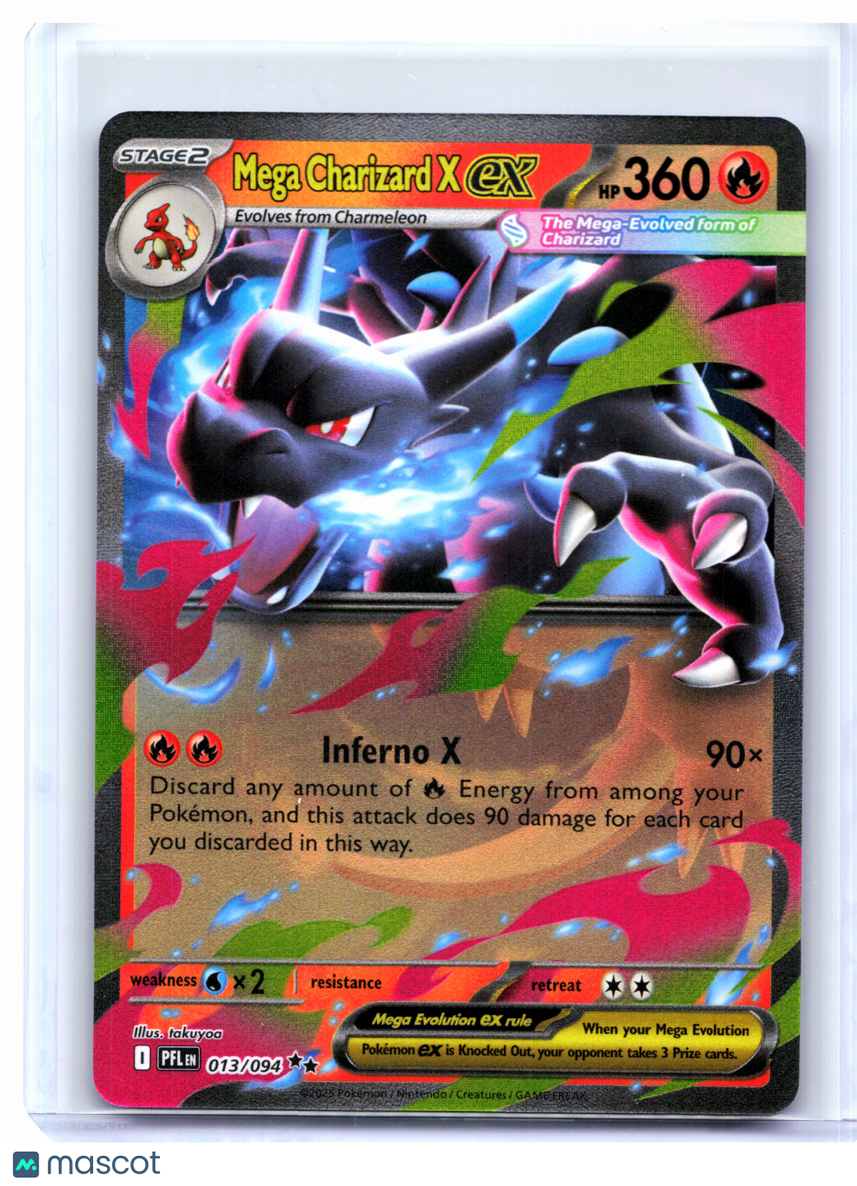 2025 Pokemon—Mega Charizard X ex #013/094 Phantasmal Flames—Double Rare Holo