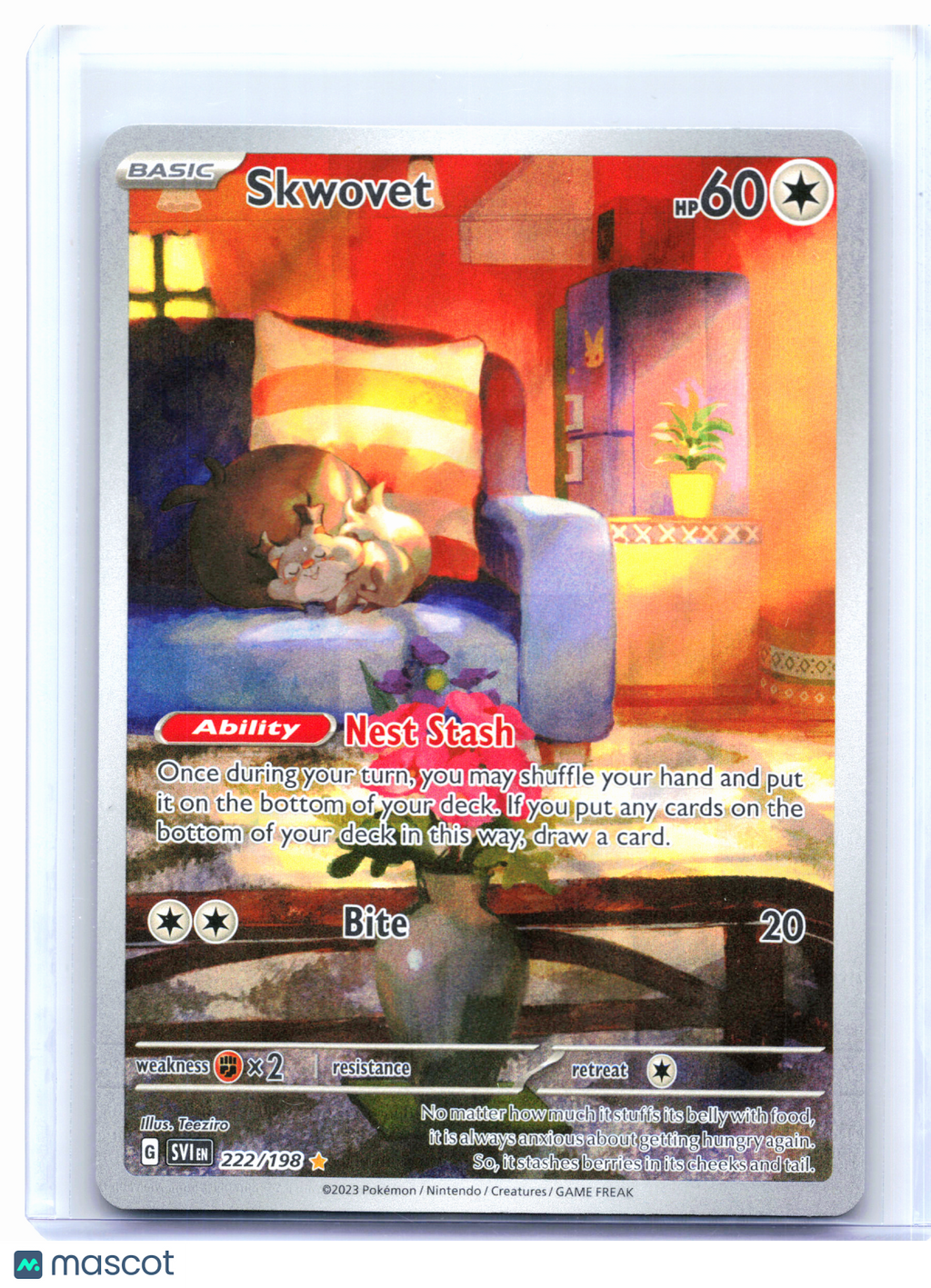 2023 Pokemon—Skwovet #222/198 Scarlet & Violet Base Set—Illustration Rare [LP]