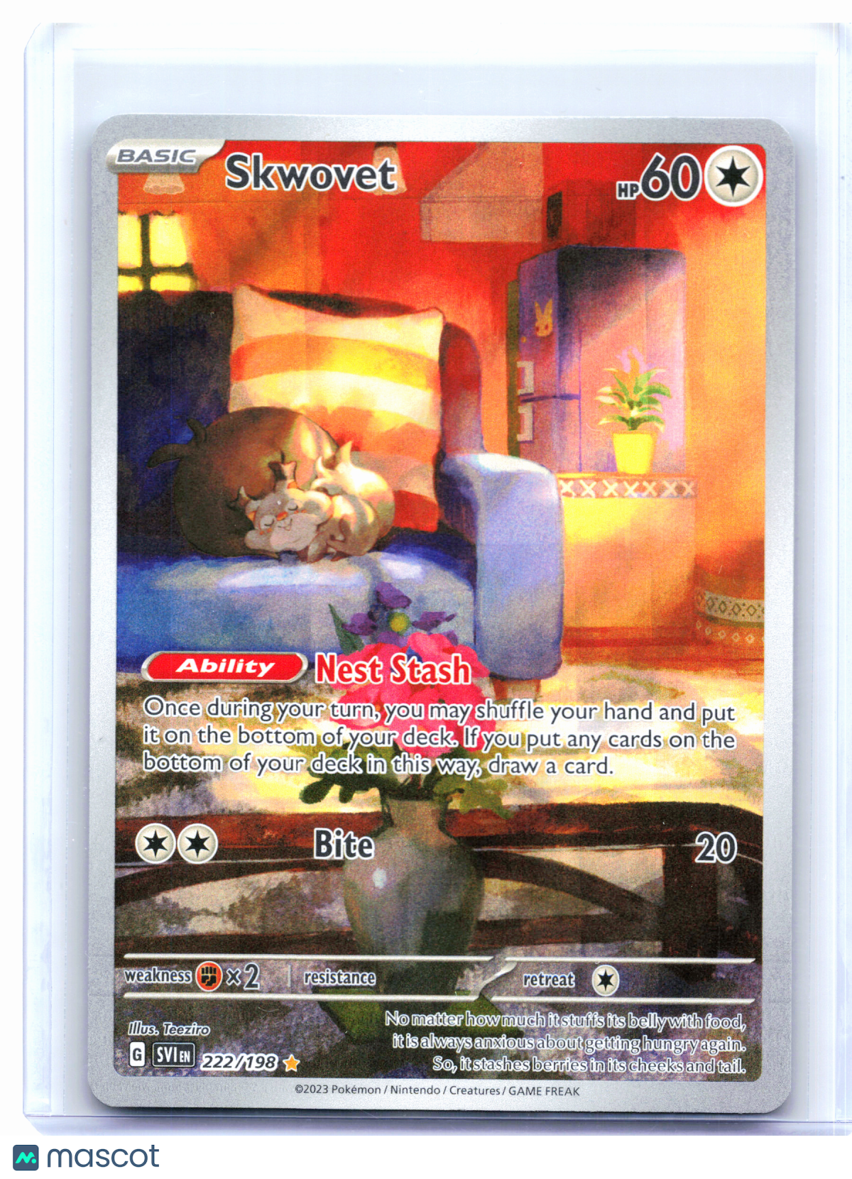 2023 Pokemon—Skwovet #222/198 Scarlet & Violet Base Set—Illustration Rare [LP]