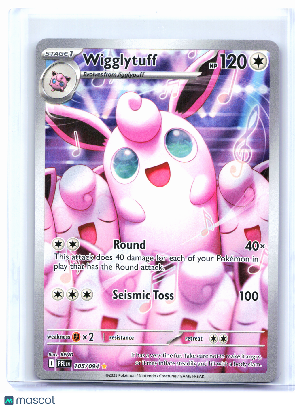 2025 Pokemon—Wigglytuff #105/094 Phantasmal Flames—Illustration Rare Holo [LP]