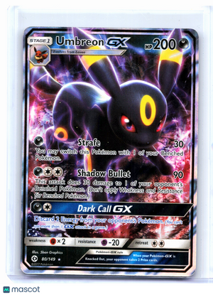2017 Pokemon—Umbreon GX #80/149 Sun & Moon Base Set—Ultra Rare Holo [Damaged]