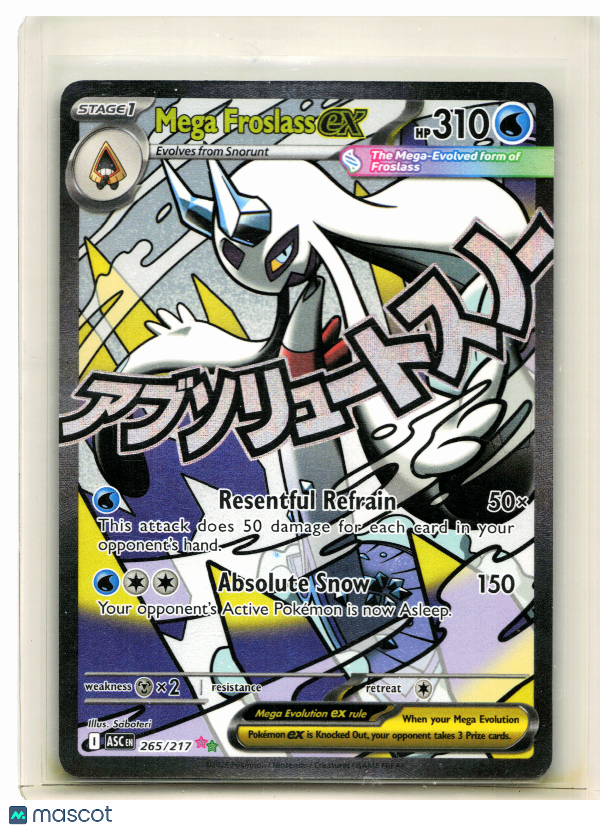 2026 Pokemon—Mega Froslass ex #265/217 Ascended Heroes—Mega Attack Rare Holo