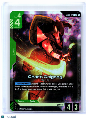 2025 Gundam Card Game—Char's Gelgoog #GD01-023 Newtype Rising—Legend Rare Foil