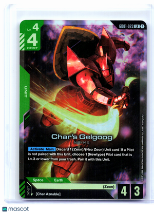 2025 Gundam Card Game—Char's Gelgoog #GD01-023 Newtype Rising—Legend Rare Foil