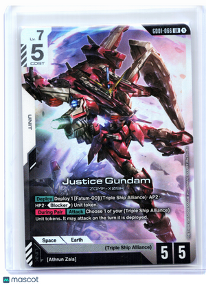 2025 Gundam Card Game—Justice Gundam #GD01-066 Newtype Rising—Legend Rare Foil