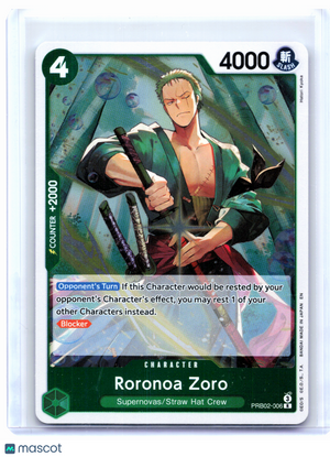 2025 One Piece Card Game—Roronoa Zoro #PRB02-006 The Best Vol. 2—Rare Foil