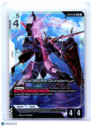 2025 Gundam Card Game—Aile Strike Gundam #ST04-001 SEED Strike—Legend Rare Foil