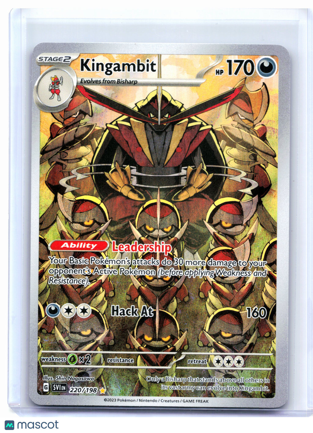 2023 Pokemon—Kingambit #220/198 Scarlet & Violet Base Set—Illustration Rare Holo