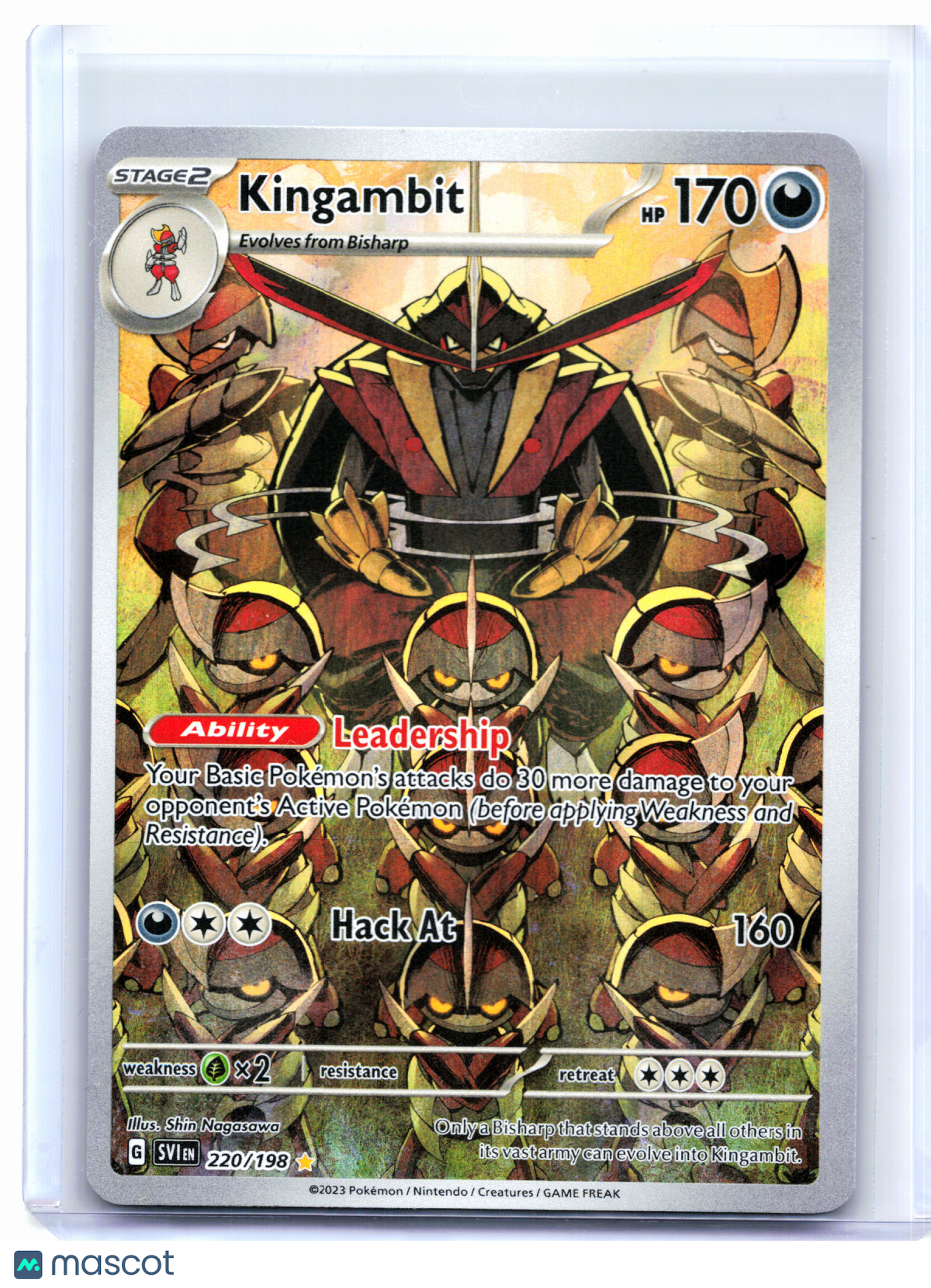 2023 Pokemon—Kingambit #220/198 Scarlet & Violet Base Set—Illustration Rare Holo