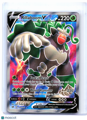 2020 Pokemon—Rillaboom V (Full Art) #175/192 Rebel Clash—Ultra Rare Holo