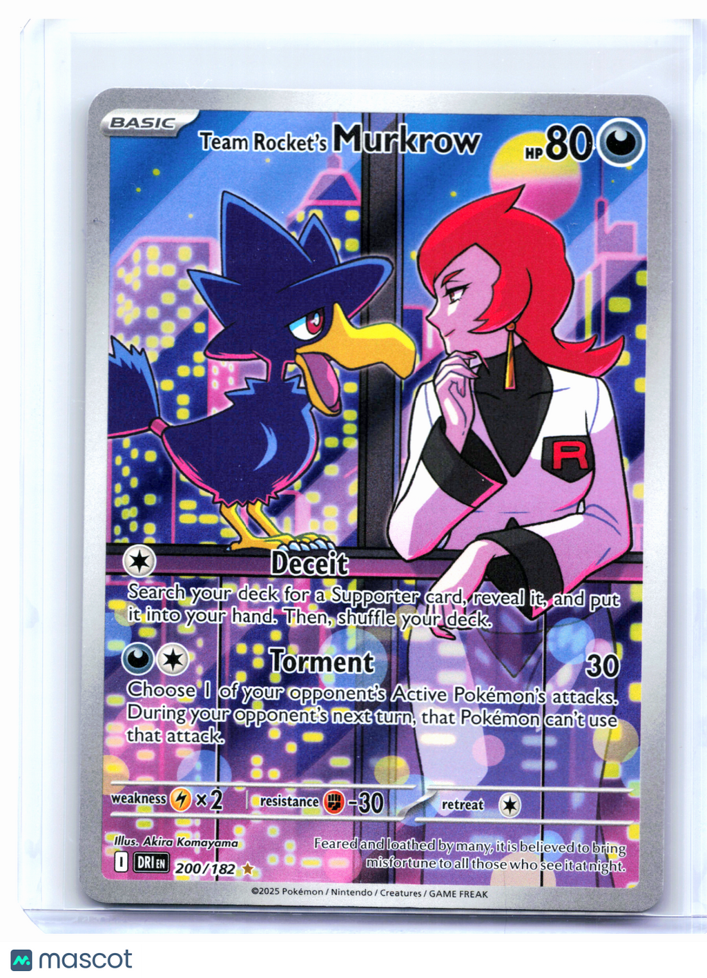 2025 Pokemon—Team Rocket's Murkrow #200/182 DRI—Illustration Rare Holo [LP]