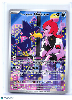 2025 Pokemon—Team Rocket's Murkrow #200/182 DRI—Illustration Rare Holo [LP]
