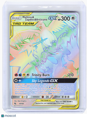 2019 Pokemon—Moltres & Zapdos & Articuno GX #69 Hidden Fates—SR Rainbow [LP]