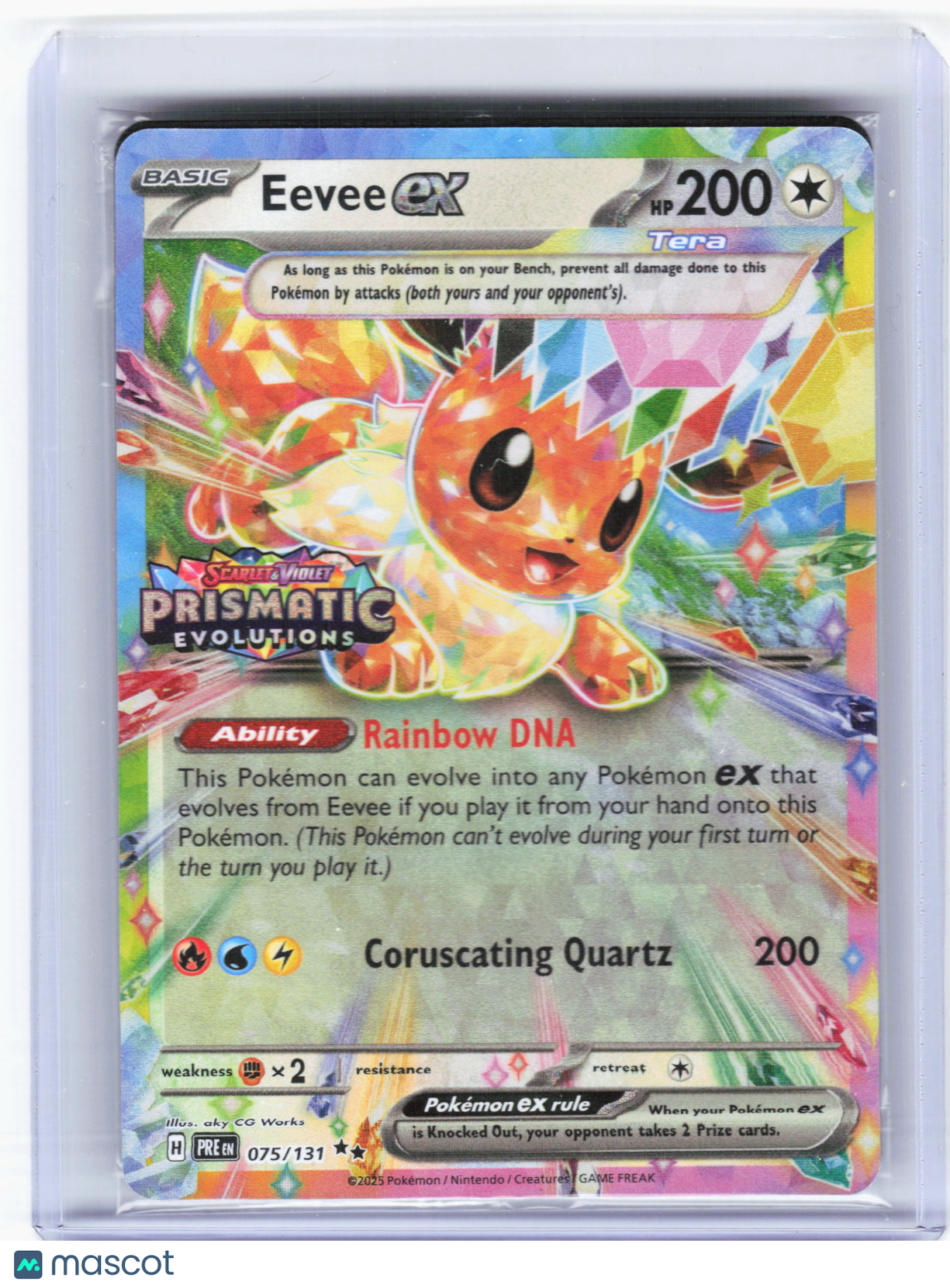 2025 Pokemon—Eevee ex #75 Prismatic Evolutions—RR Holo (PE Stamped) (Sealed)