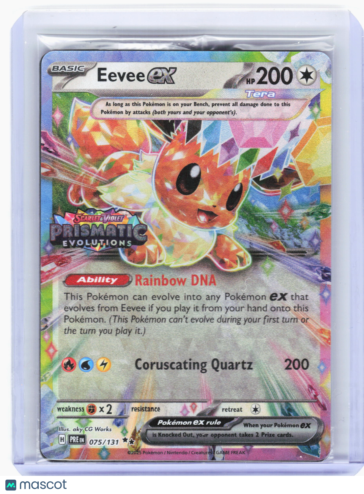 2025 Pokemon—Eevee ex #75 Prismatic Evolutions—RR Holo (PE Stamped) (Sealed)
