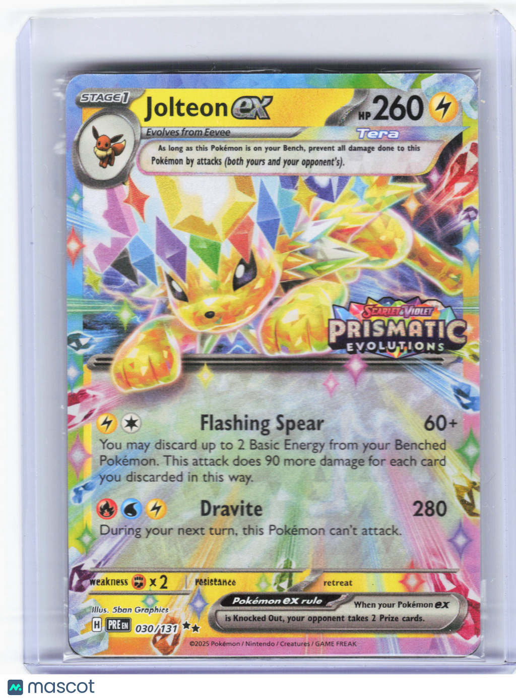 2025 Pokemon—Jolteon ex #30 Prismatic Evolutions—RR Holo (PE Stamped) (Sealed)