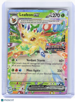 2025 Pokemon—Leafeon ex #6 Prismatic Evolutions—RR Holo (PE Stamped) (Sealed)