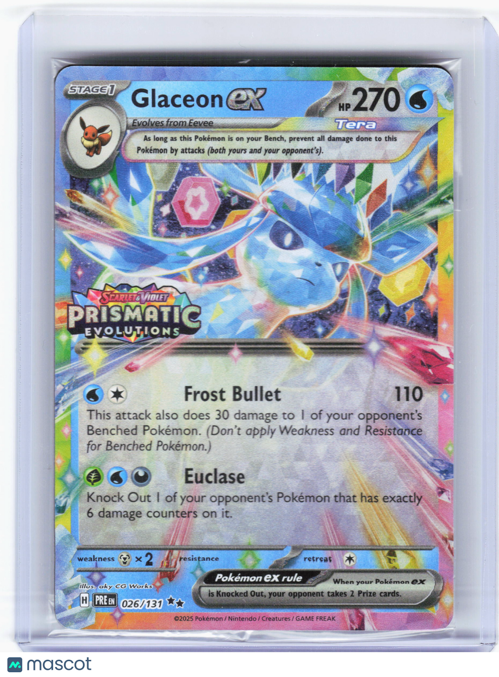 2025 Pokemon—Glaceon EX #26 Prismatic Evolutions—RR Holo (PE Stamped) (Sealed)