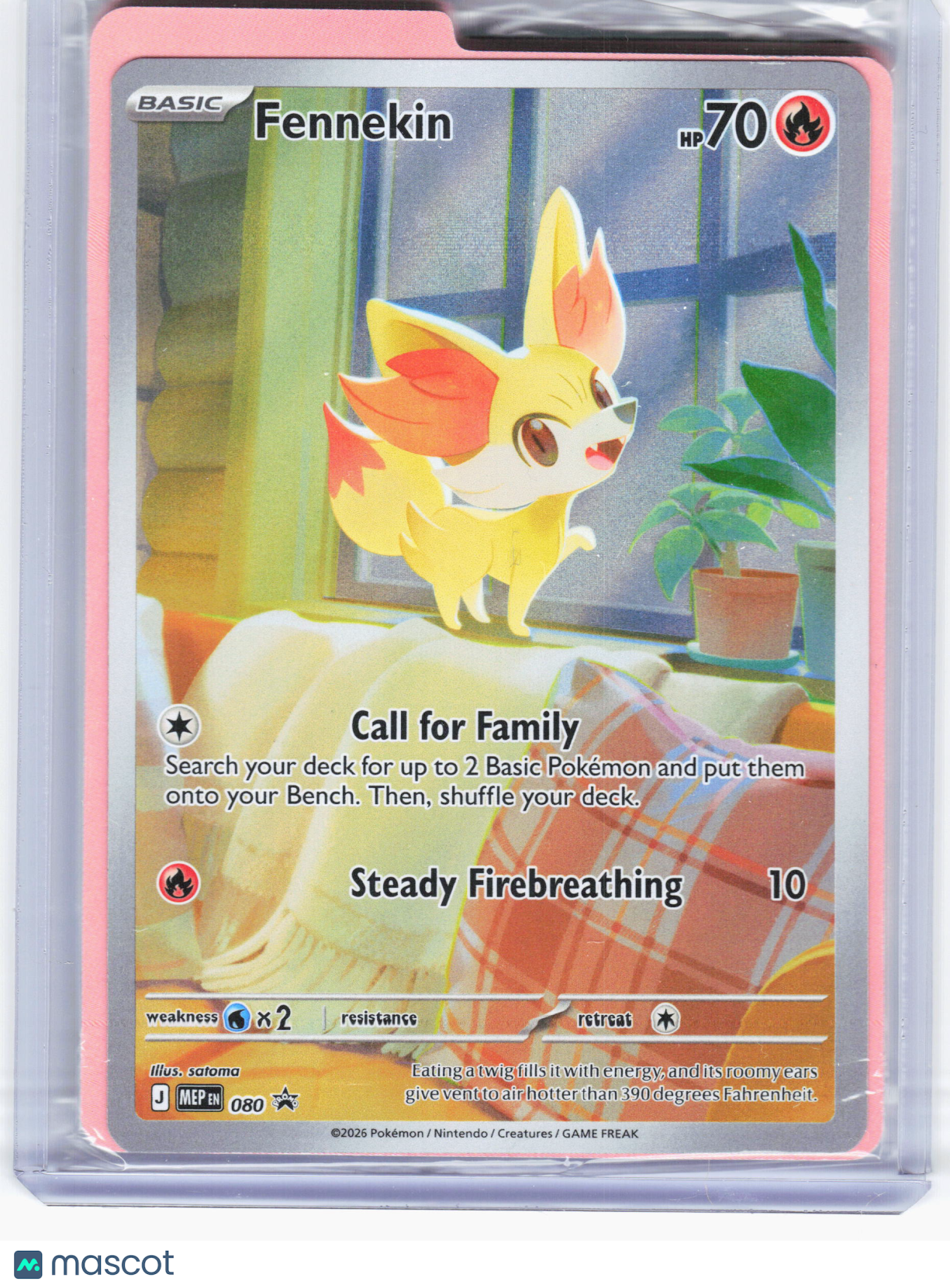 2026 Pokemon—Fennekin #80 Mega Evolution Promo—Black Star Promo Holo (Sealed)