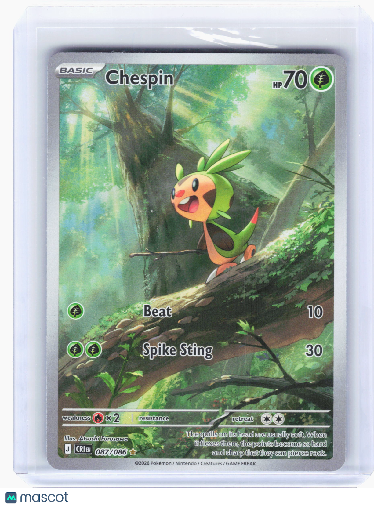 2026 Pokemon—Chespin #87 Chaos Rising—Illustration Rare Holo