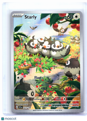 2023 Pokemon—Starly #221/198 Scarlet & Violet Base Set—Illustration Rare Holo