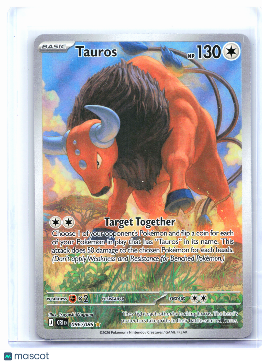 2026 Pokemon—Tauros #096/086 Chaos Rising—Illustration Rare Holo
