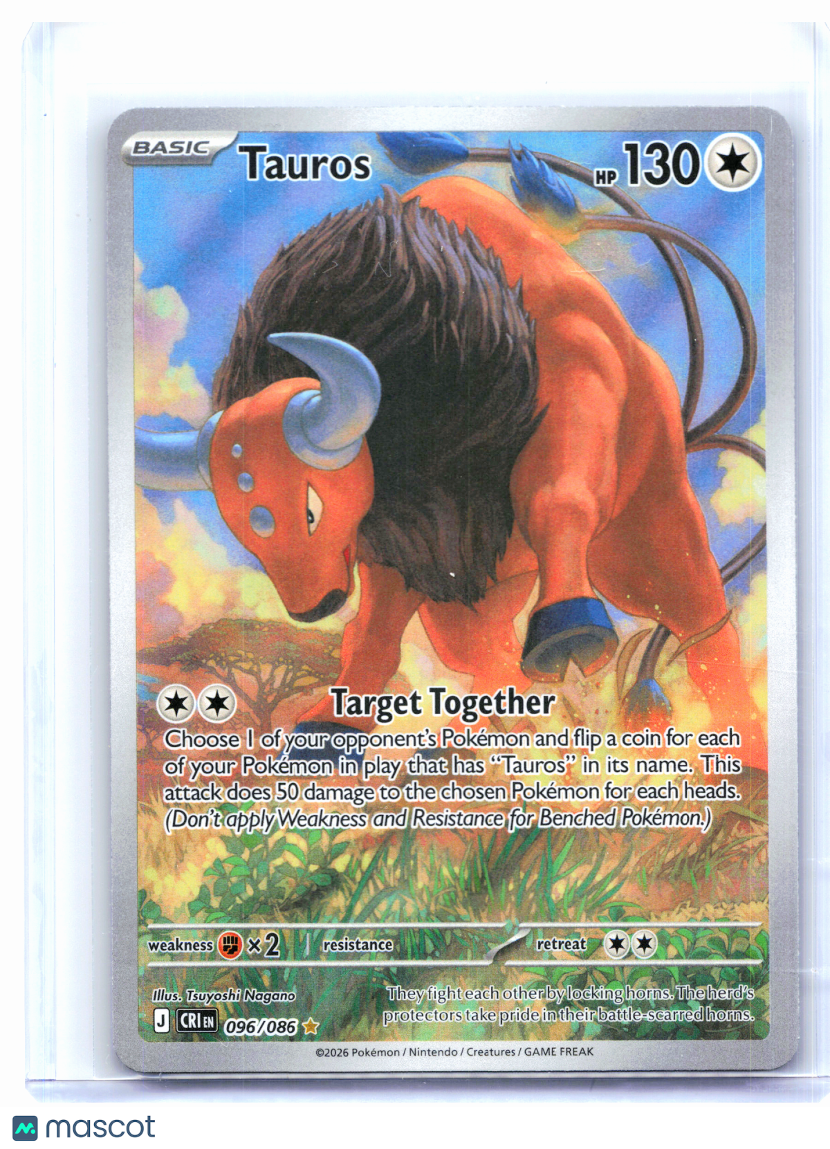 2026 Pokemon—Tauros #096/086 Chaos Rising—Illustration Rare Holo