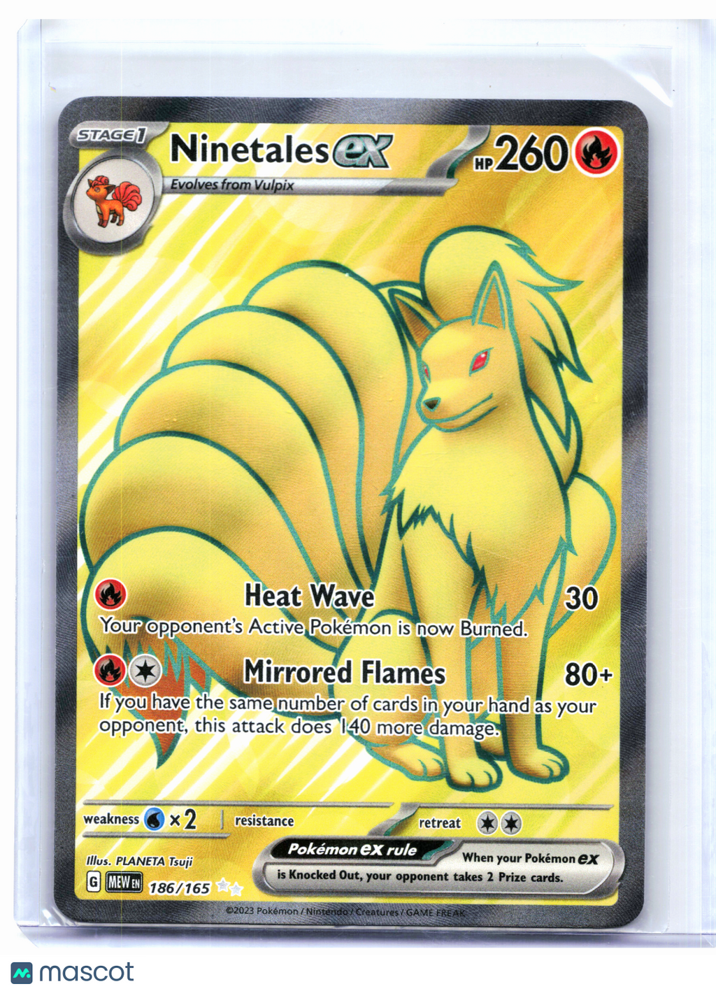 2023 Pokemon—Ninetales ex #186/165 Scarlet & Violet 151—Ultra Rare Holo