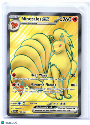 2023 Pokemon—Ninetales ex #186/165 Scarlet & Violet 151—Ultra Rare Holo