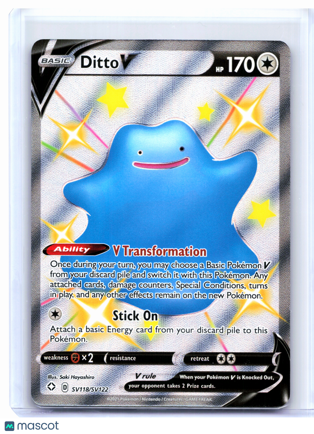 2021 Pokemon—Ditto V #SV118/SV122 Shining Fates: Shiny Vault—Shiny Holo Rare