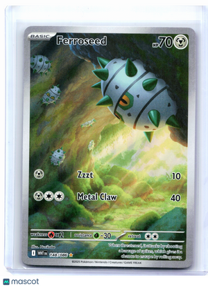2025 Pokemon—Ferroseed #148/086 White Flare—Illustration Rare Holo