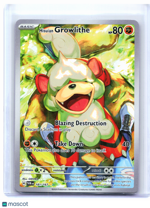 2024 Pokemon—Hisuian Growlithe #181/167 Twilight Masquerade—Illustration Rare
