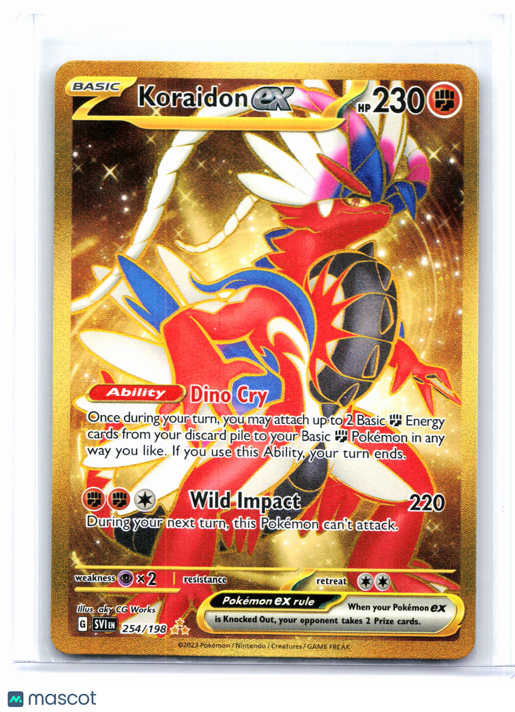2023 Pokemon—Koraidon ex #254/198 Scarlet & Violet Base Set—Hyper Rare Holo