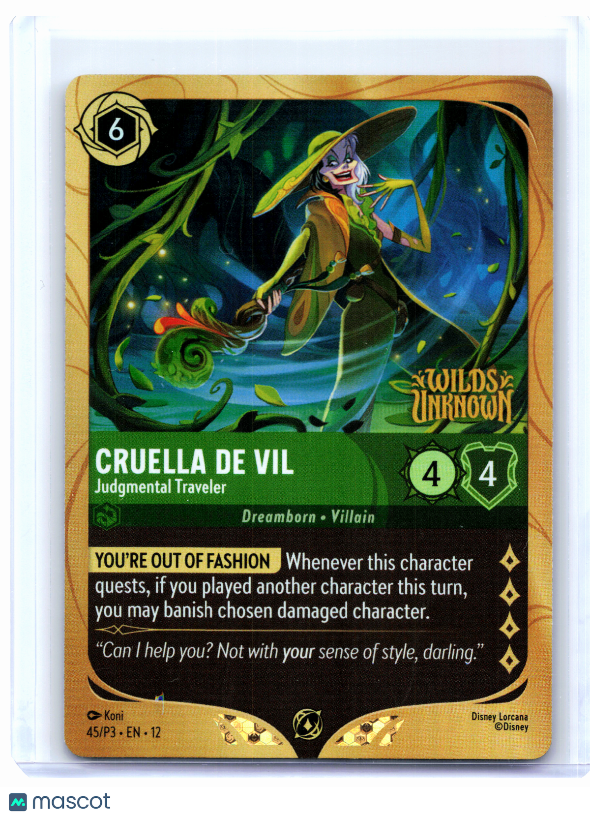 2026 Disney Lorcana—Cruella De Vil - Judgmental Traveler #45/P3—Promo Foil [LP]