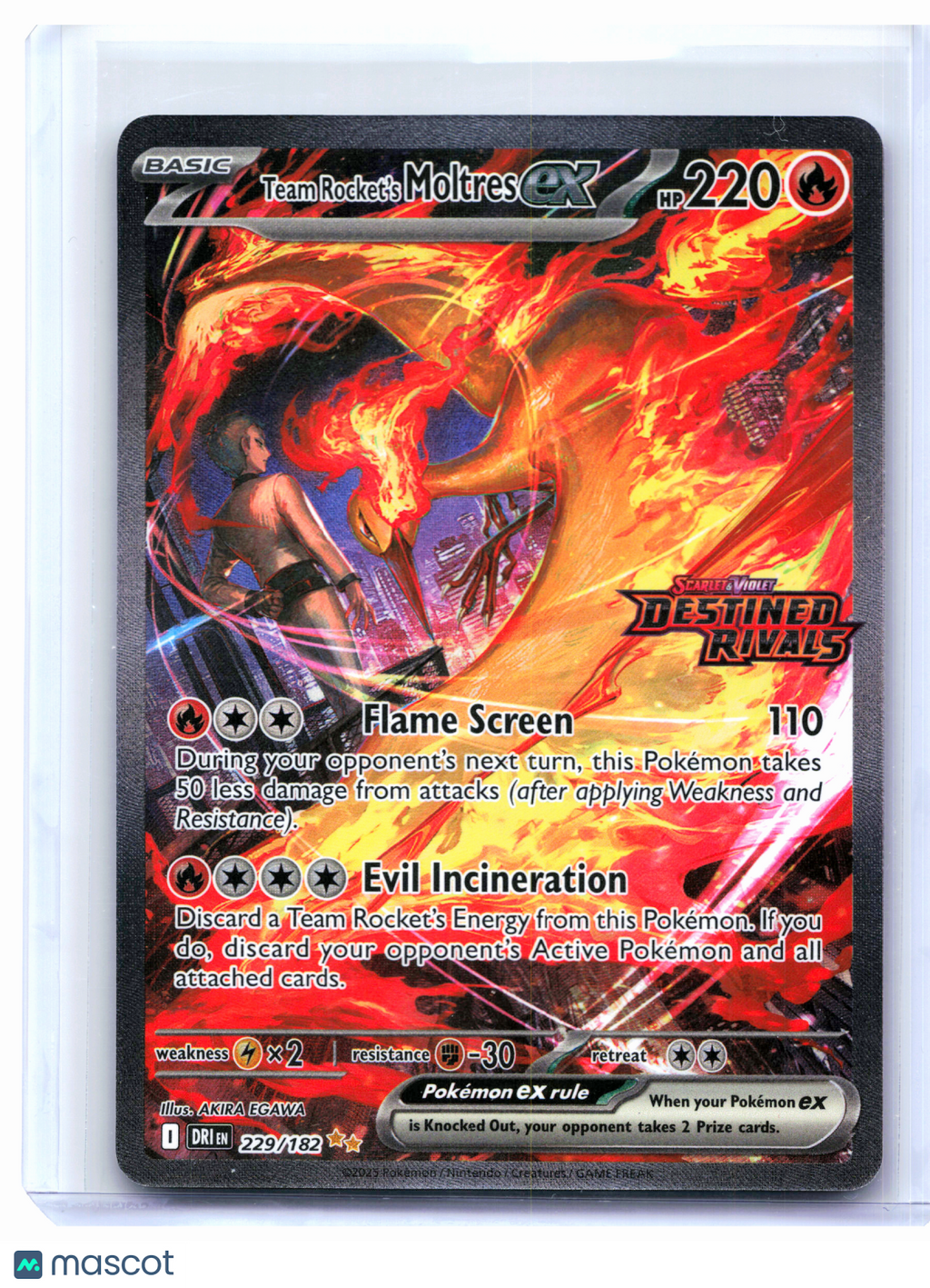 2025 Pokemon—Team Rocket's Moltres ex (Destined Rivals Stamp) #229/182 MCAP—DR