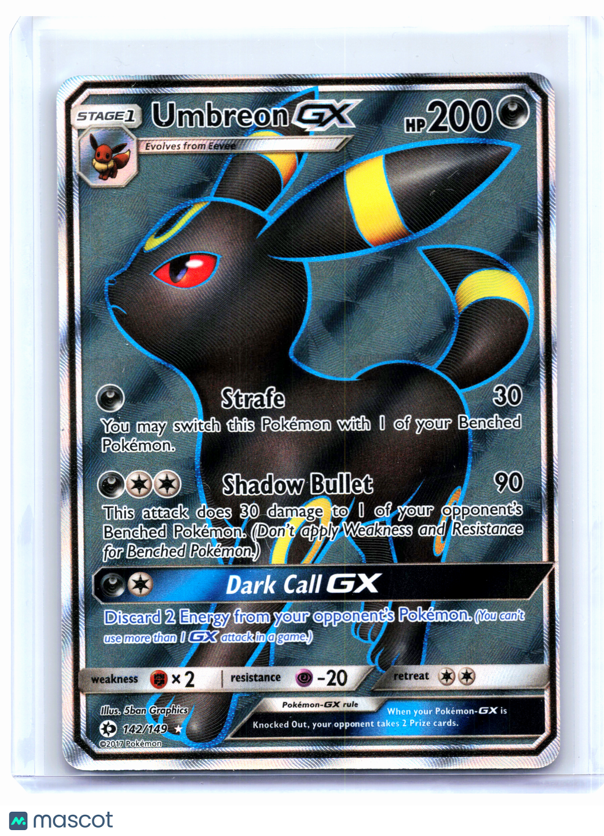 2017 Pokemon—Umbreon GX #142/149 Sun & Moon Base Set—Ultra Rare Holo