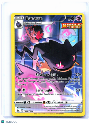 2022 Pokemon—Banette #TG07/TG30 Lost Origin Trainer Gallery—Ultra Rare Holo