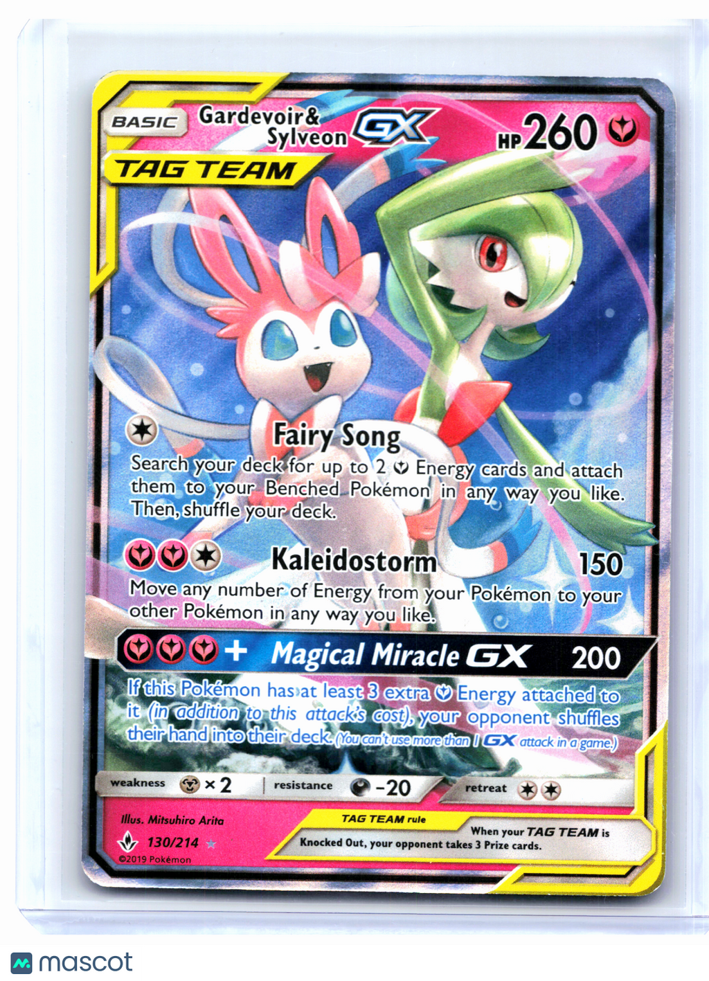 2019 Pokemon—Gardevoir & Sylveon GX #130/214 Unbroken Bonds—Ultra Rare [DMG]