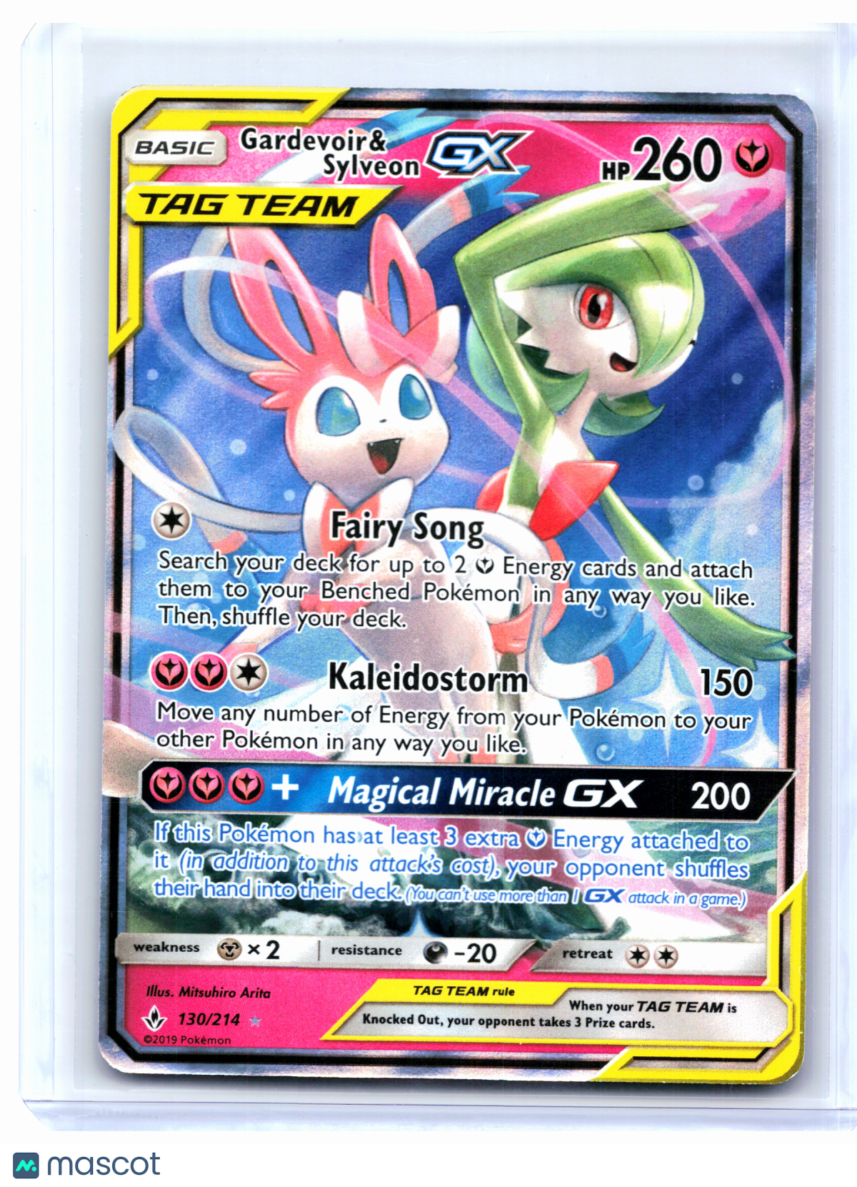 2019 Pokemon—Gardevoir & Sylveon GX #130/214 Unbroken Bonds—Ultra Rare [DMG]
