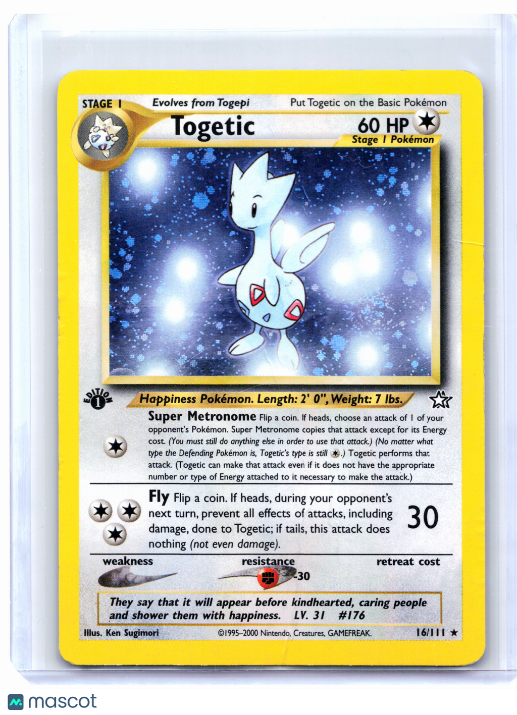 2000 Pokemon—Togetic #16/111 Neo Genesis—Holo Rare (1st Edition) [Damaged]