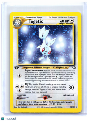 2000 Pokemon—Togetic #16/111 Neo Genesis—Holo Rare (1st Edition) [Damaged]