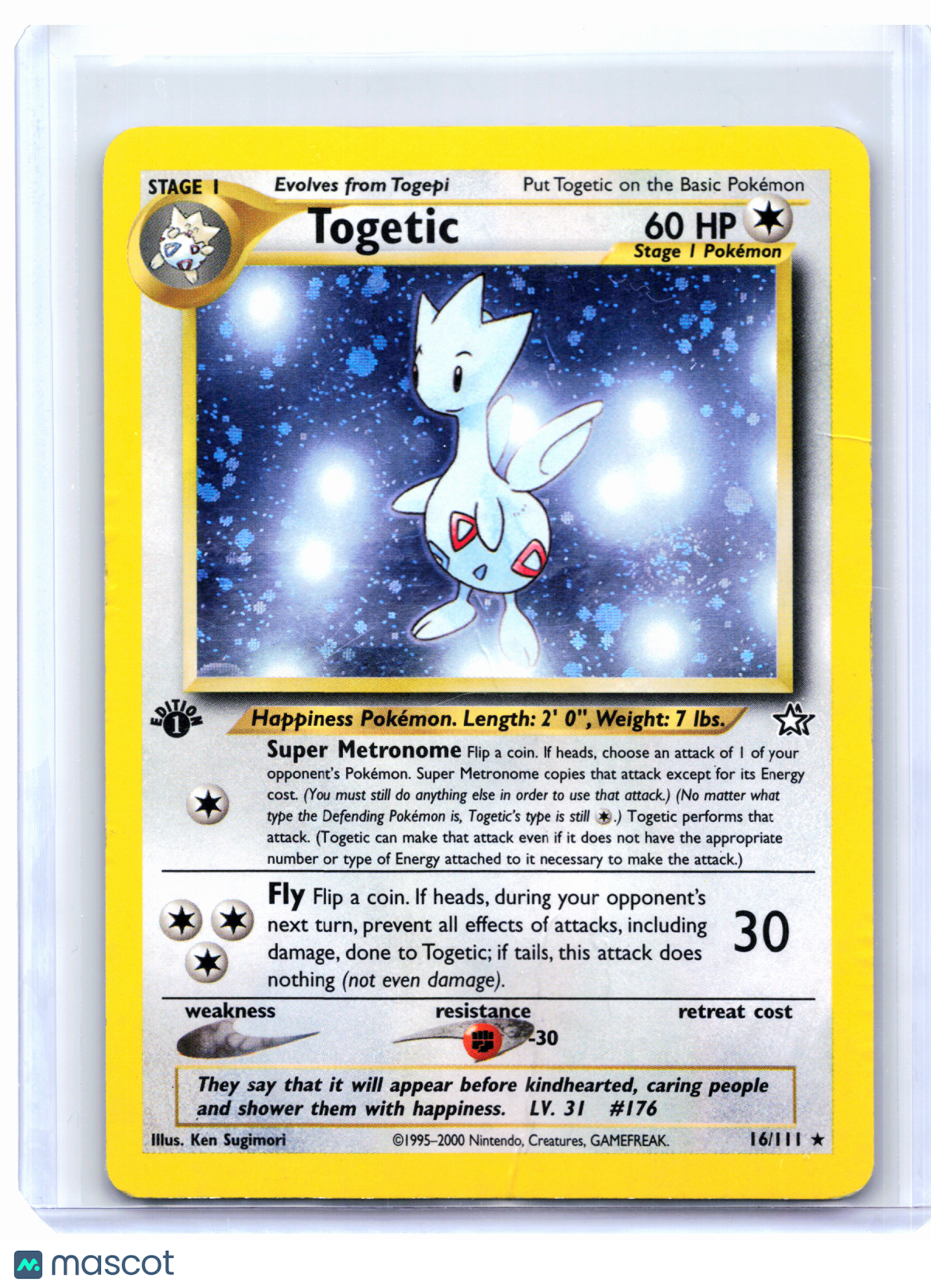 2000 Pokemon—Togetic #16/111 Neo Genesis—Holo Rare (1st Edition) [Damaged]