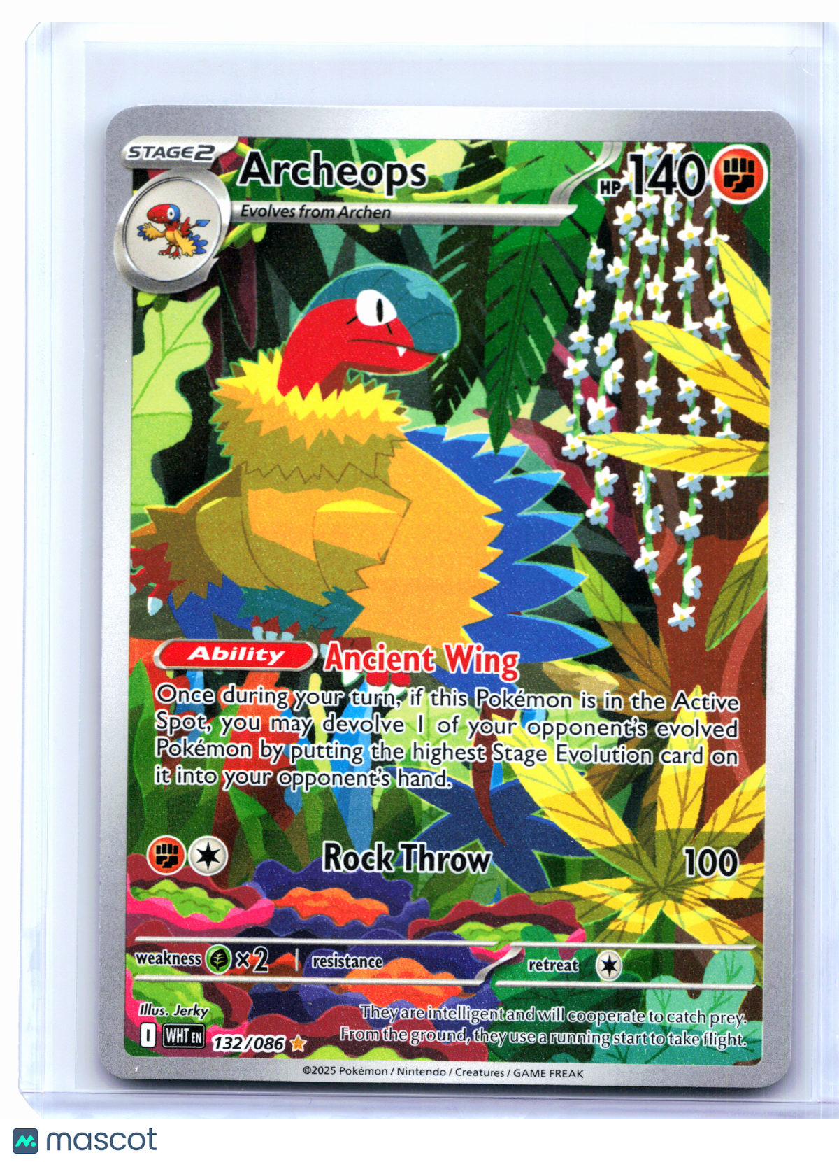 2025 Pokemon—Archeops #132/086 White Flare—Illustration Rare Holo