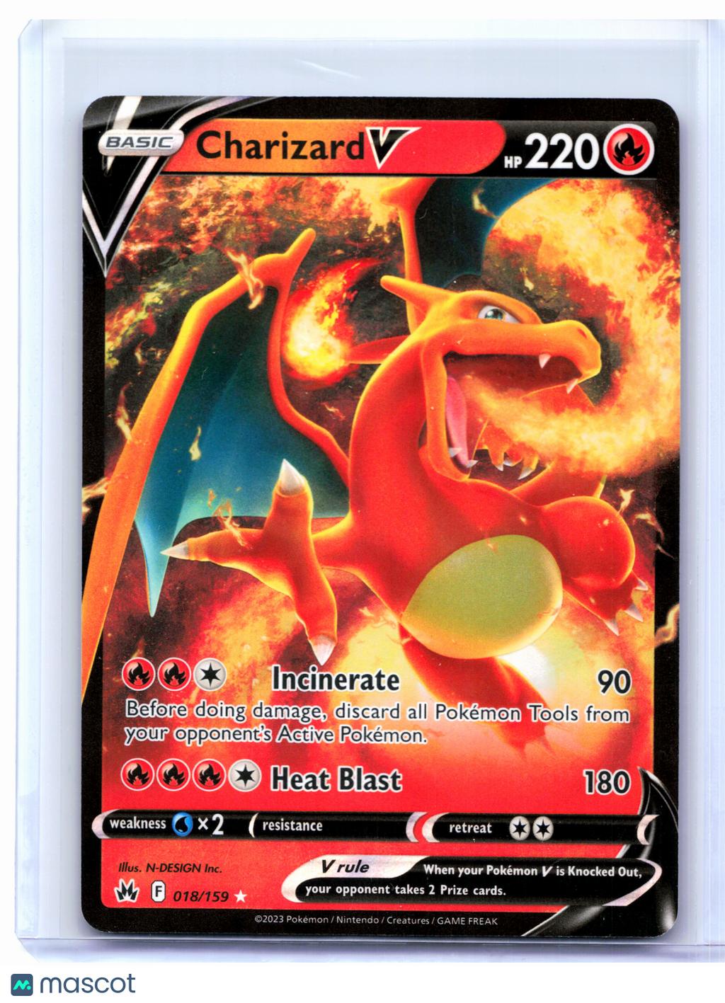 2023 Pokemon—Charizard V #018/159 Crown Zenith—Ultra Rare Holo